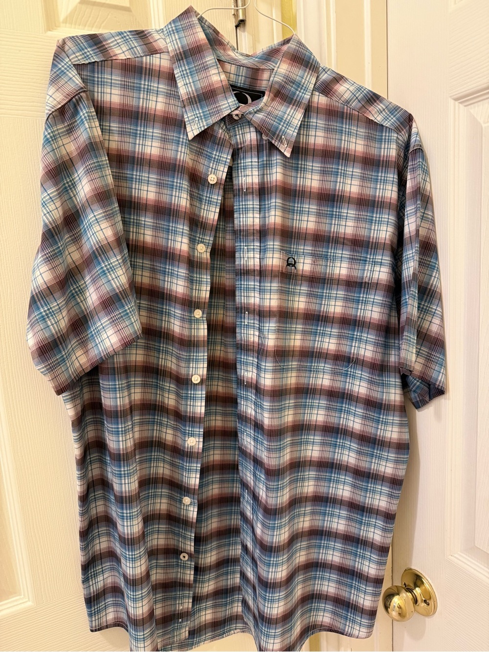 Cinch Men's Short-Sleeve Plaid Button-Down Shirt - Blue & Brown